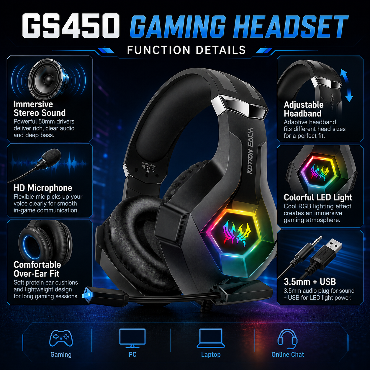 GS450 Wired Gaming Headset RGB - Gaming Headset Rgb recensione e prezzo