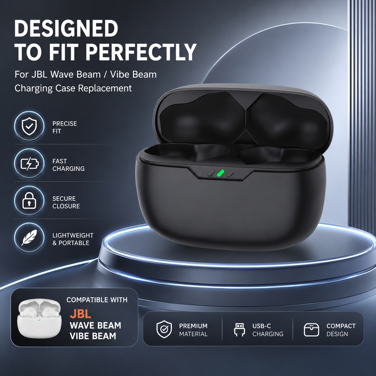 For JBL Wave Beam Vibe Beam 60 - Earbuds Charging Case recensione e prezzo